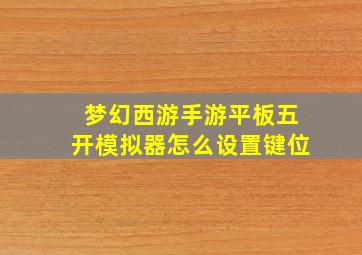 梦幻西游手游平板五开模拟器怎么设置键位