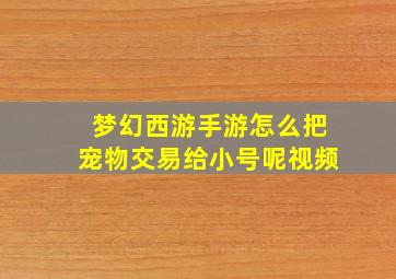 梦幻西游手游怎么把宠物交易给小号呢视频