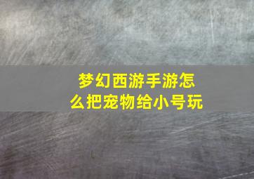 梦幻西游手游怎么把宠物给小号玩