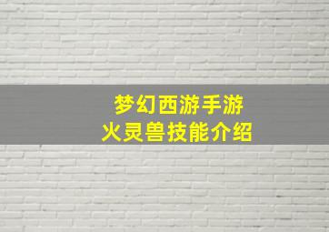 梦幻西游手游火灵兽技能介绍