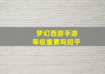 梦幻西游手游等级重要吗知乎