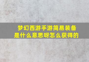 梦幻西游手游简易装备是什么意思呀怎么获得的