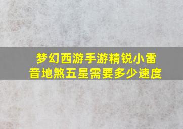 梦幻西游手游精锐小雷音地煞五星需要多少速度