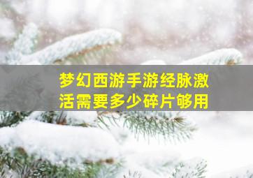 梦幻西游手游经脉激活需要多少碎片够用