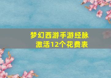 梦幻西游手游经脉激活12个花费表