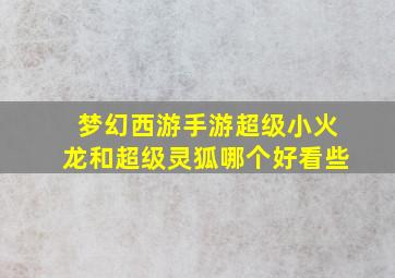 梦幻西游手游超级小火龙和超级灵狐哪个好看些