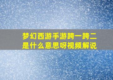 梦幻西游手游跨一跨二是什么意思呀视频解说