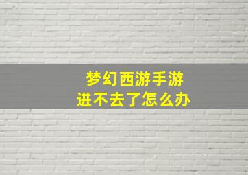 梦幻西游手游进不去了怎么办