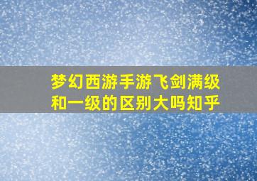 梦幻西游手游飞剑满级和一级的区别大吗知乎