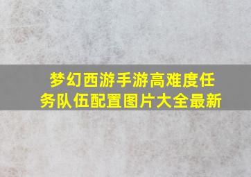 梦幻西游手游高难度任务队伍配置图片大全最新