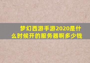 梦幻西游手游2020是什么时候开的服务器啊多少钱