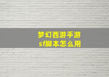 梦幻西游手游sf脚本怎么用