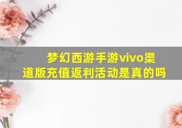 梦幻西游手游vivo渠道版充值返利活动是真的吗