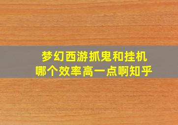 梦幻西游抓鬼和挂机哪个效率高一点啊知乎