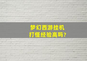 梦幻西游挂机打怪经验高吗?