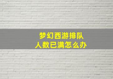 梦幻西游排队人数已满怎么办