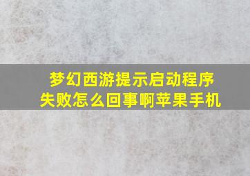 梦幻西游提示启动程序失败怎么回事啊苹果手机