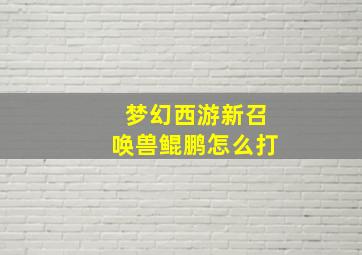 梦幻西游新召唤兽鲲鹏怎么打