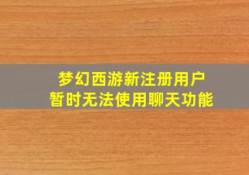 梦幻西游新注册用户暂时无法使用聊天功能