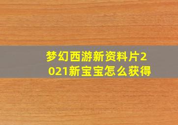 梦幻西游新资料片2021新宝宝怎么获得