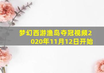 梦幻西游渔岛夺冠视频2020年11月12日开始