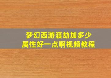 梦幻西游渡劫加多少属性好一点啊视频教程