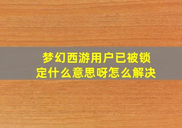 梦幻西游用户已被锁定什么意思呀怎么解决