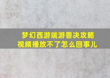 梦幻西游端游兽决攻略视频播放不了怎么回事儿