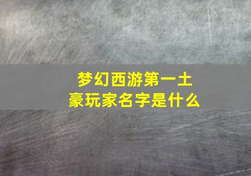 梦幻西游第一土豪玩家名字是什么