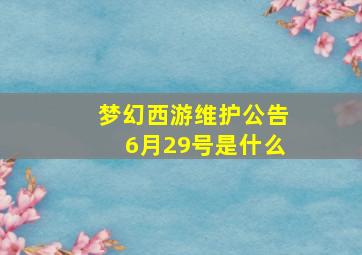 梦幻西游维护公告6月29号是什么