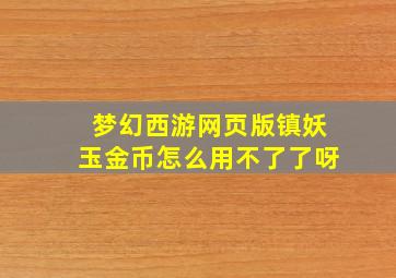 梦幻西游网页版镇妖玉金币怎么用不了了呀