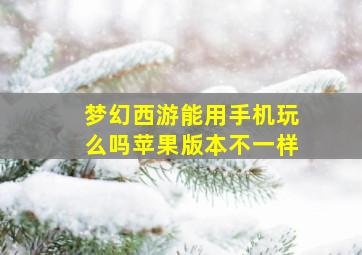 梦幻西游能用手机玩么吗苹果版本不一样