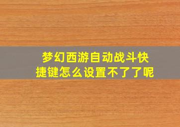 梦幻西游自动战斗快捷键怎么设置不了了呢