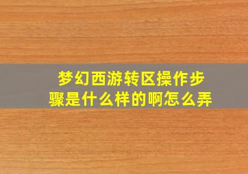 梦幻西游转区操作步骤是什么样的啊怎么弄