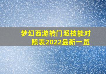 梦幻西游转门派技能对照表2022最新一览