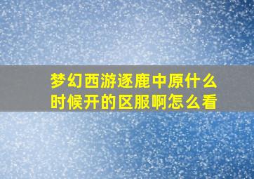 梦幻西游逐鹿中原什么时候开的区服啊怎么看