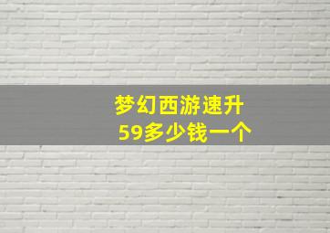 梦幻西游速升59多少钱一个