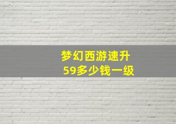 梦幻西游速升59多少钱一级