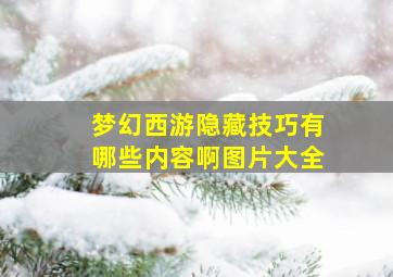 梦幻西游隐藏技巧有哪些内容啊图片大全