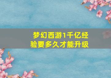 梦幻西游1千亿经验要多久才能升级