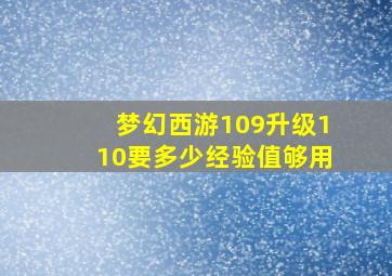 梦幻西游109升级110要多少经验值够用