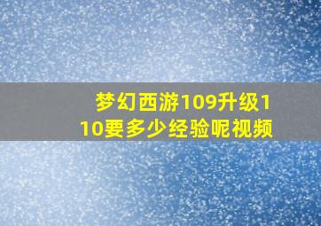 梦幻西游109升级110要多少经验呢视频