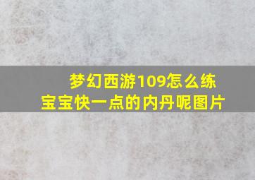 梦幻西游109怎么练宝宝快一点的内丹呢图片