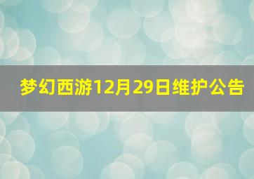 梦幻西游12月29日维护公告