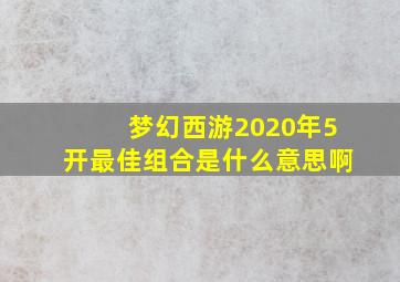 梦幻西游2020年5开最佳组合是什么意思啊