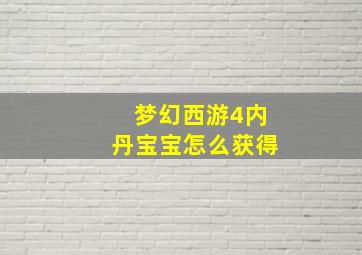 梦幻西游4内丹宝宝怎么获得