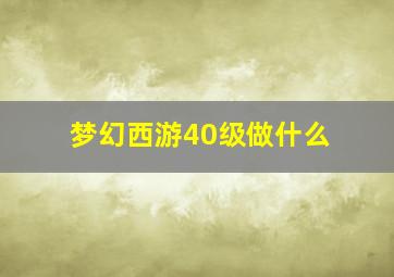 梦幻西游40级做什么