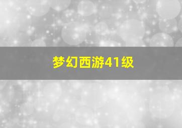 梦幻西游41级