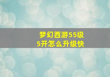 梦幻西游55级5开怎么升级快