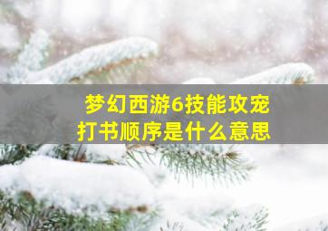 梦幻西游6技能攻宠打书顺序是什么意思